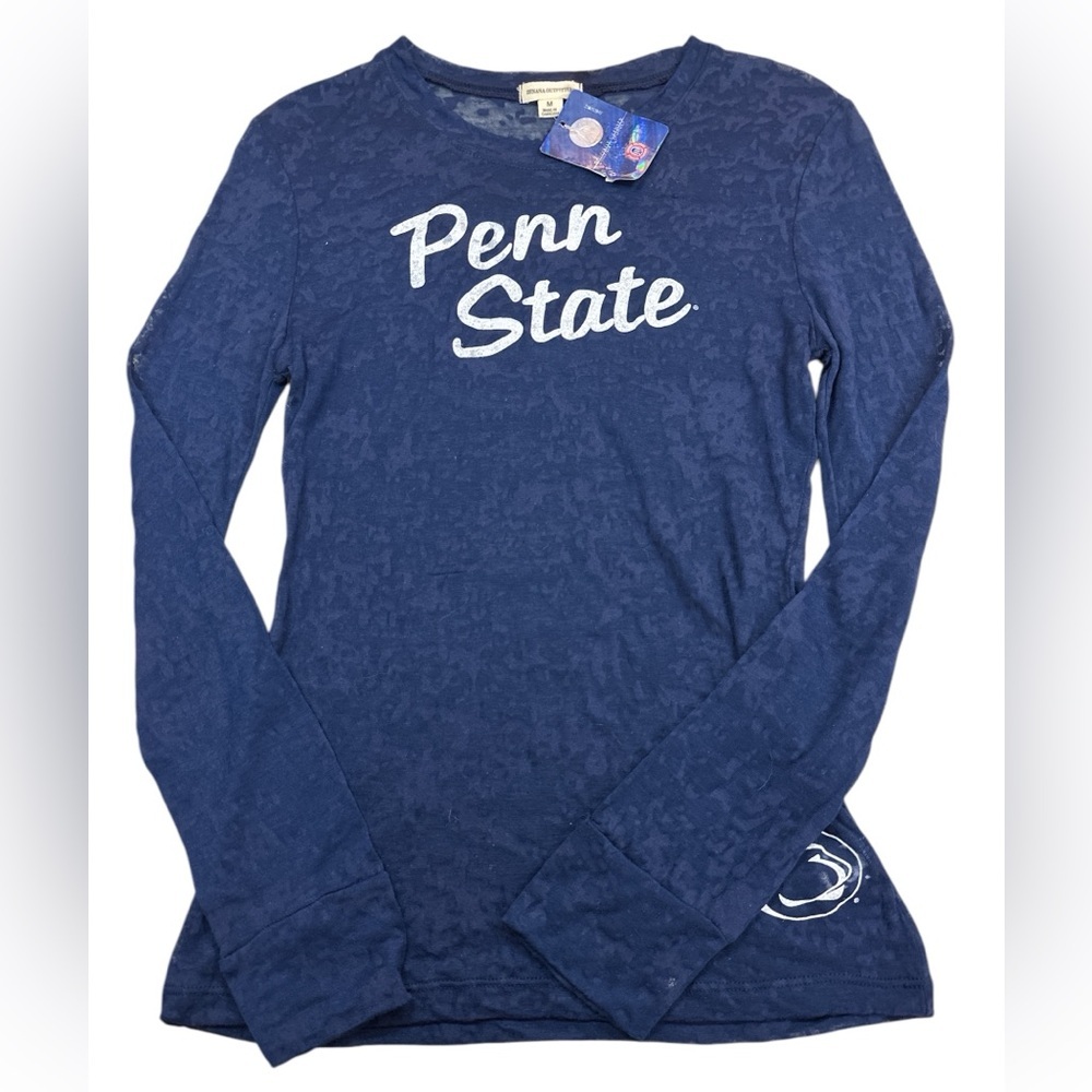 Zenana Outfitters Penn State Cotton Blend Floral Sheer Crew Neck Longsleeved Tee